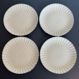 Lenox Bone China Appetizer/ Dessert Plates Trimmed in Silver Set of 4